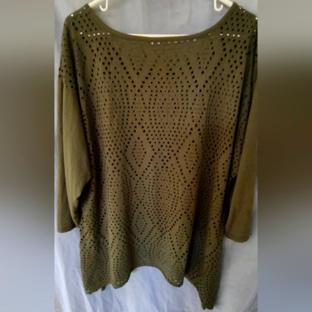 Sage green Knitted style womens blouse